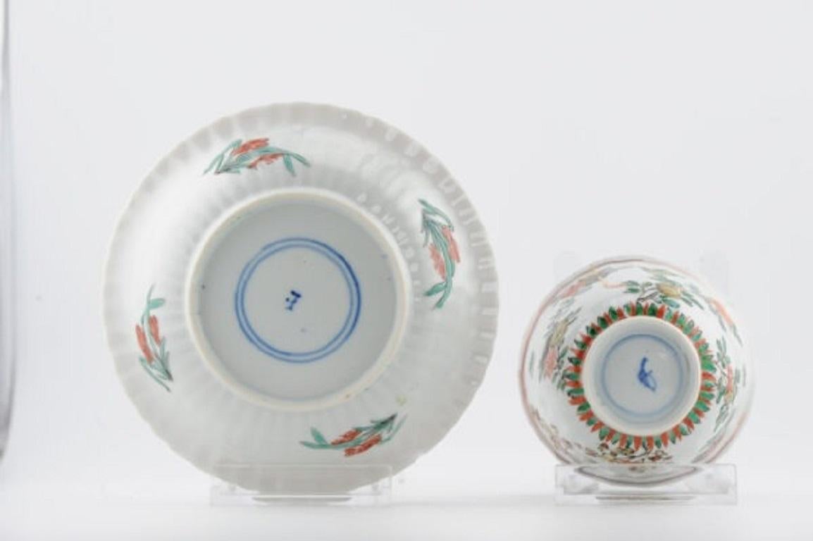 Antiguo Juego de Té de Porcelana China Kangxi Roja Famille Verte, Siglo XVIII Qing en venta