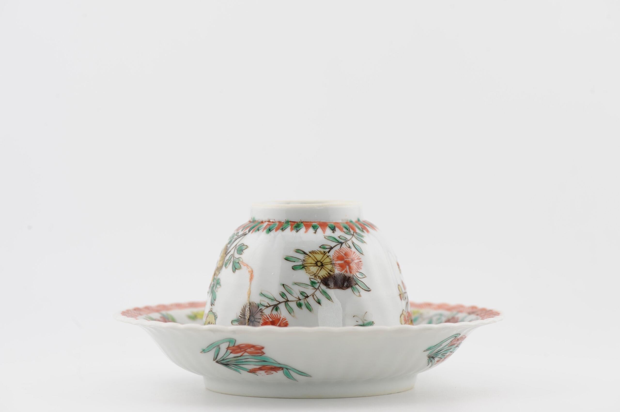 Antiguo Juego de Té de Porcelana China Kangxi Roja Famille Verte, Siglo XVIII Chino en venta