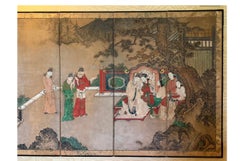 Antique Kano School Edo Period 6 Panel Chinoiserie Screen