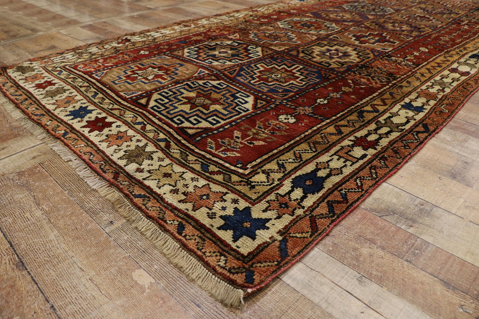 Antique Karabagh Azerbaijan Gallery Rug with Memling Guls In Good Condition For Sale In Dallas, TX