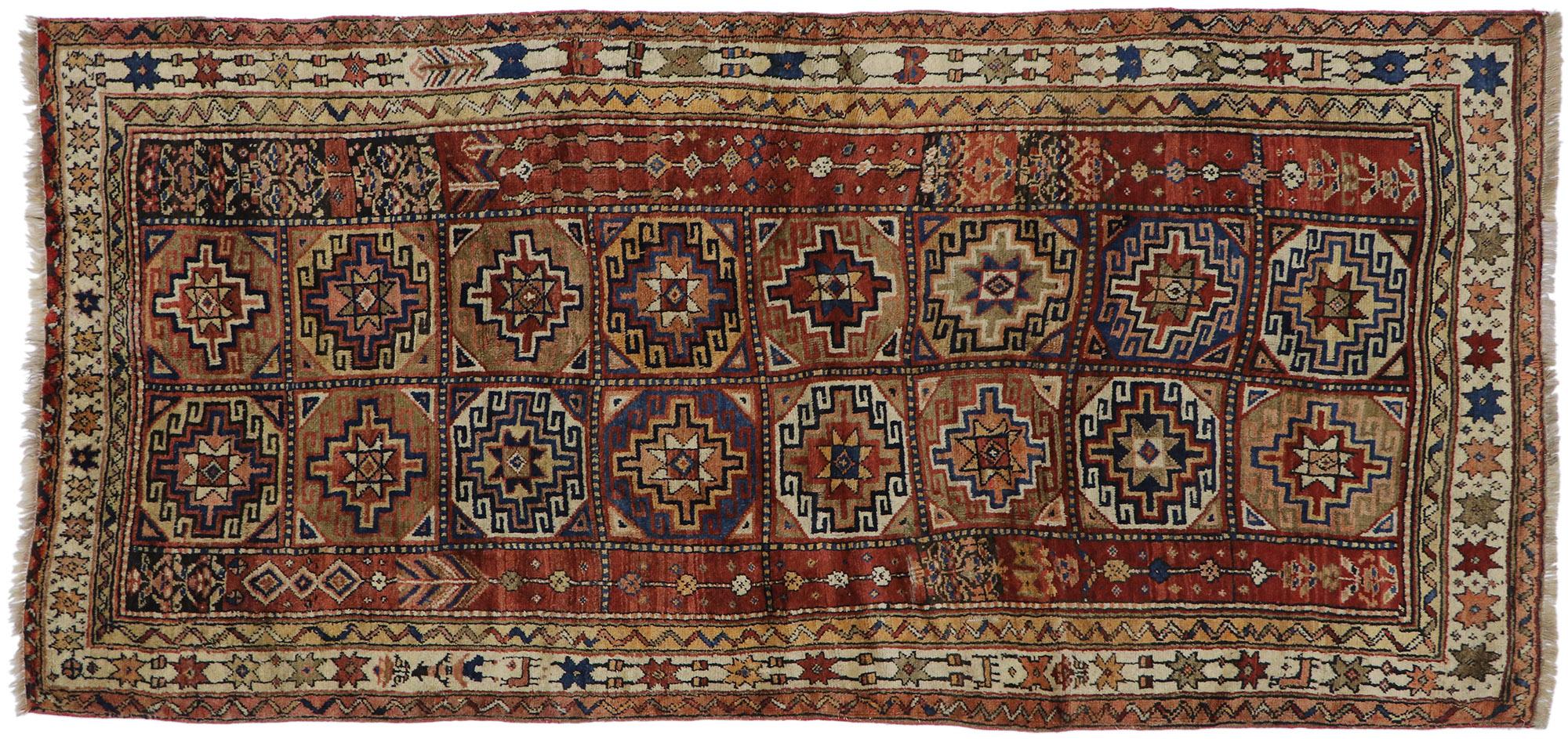 Antique Karabagh Azerbaijan Gallery Rug with Memling Guls For Sale 1