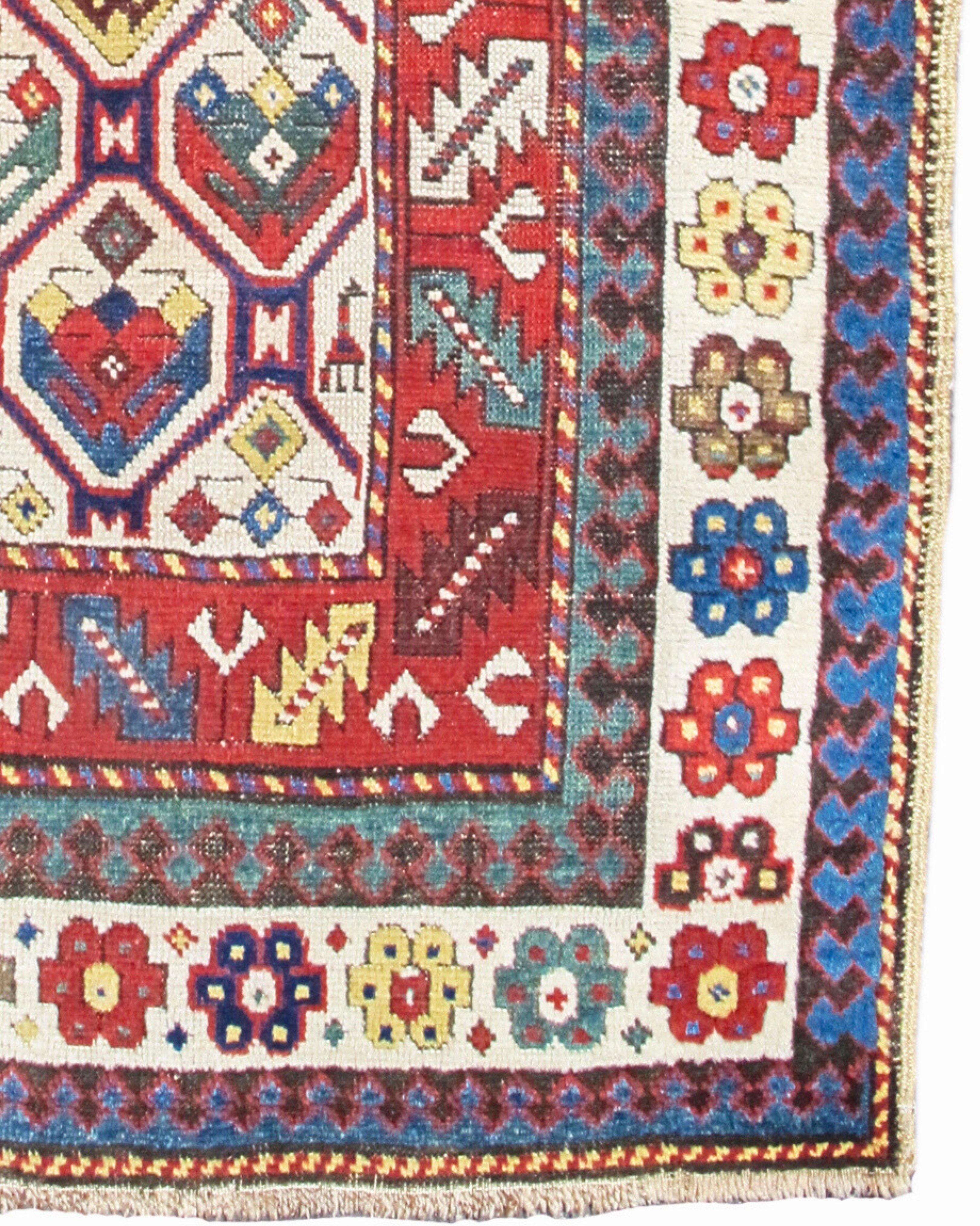 Wool Antique Karabagh Caucasian Rug, Late 19th Century For Sale