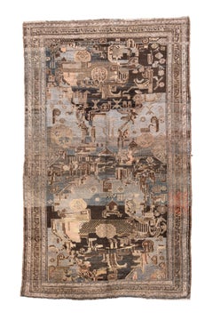 Antique Karabagh Caucasian Rug with Chinese Art Deco Landscape Design