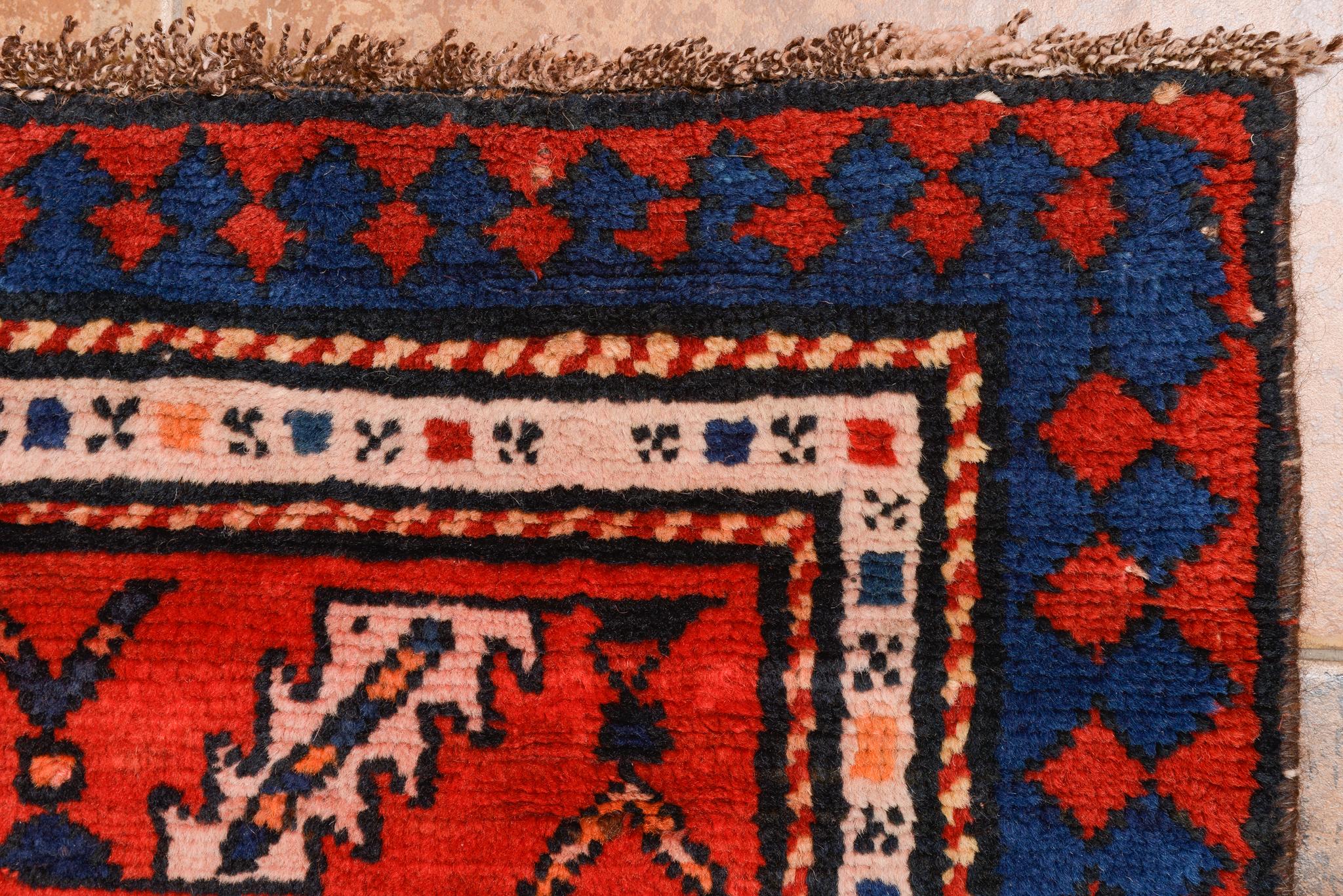Hand-Knotted Antique Karabagh Caucasian Runner For Sale