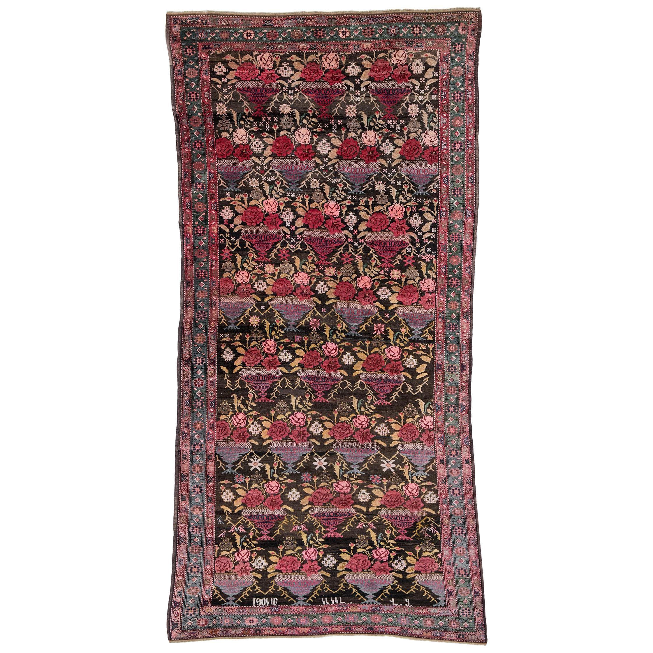 Antique Karabagh Collectible Rug, Full of Bouquets of Roses For Sale