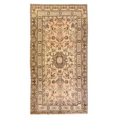 Tapis en laine géométrique beige antique Karabagh fait à la main