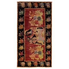 Tapis de couloir en laine rouge antique Karabagh fait à la main avec motif graphique