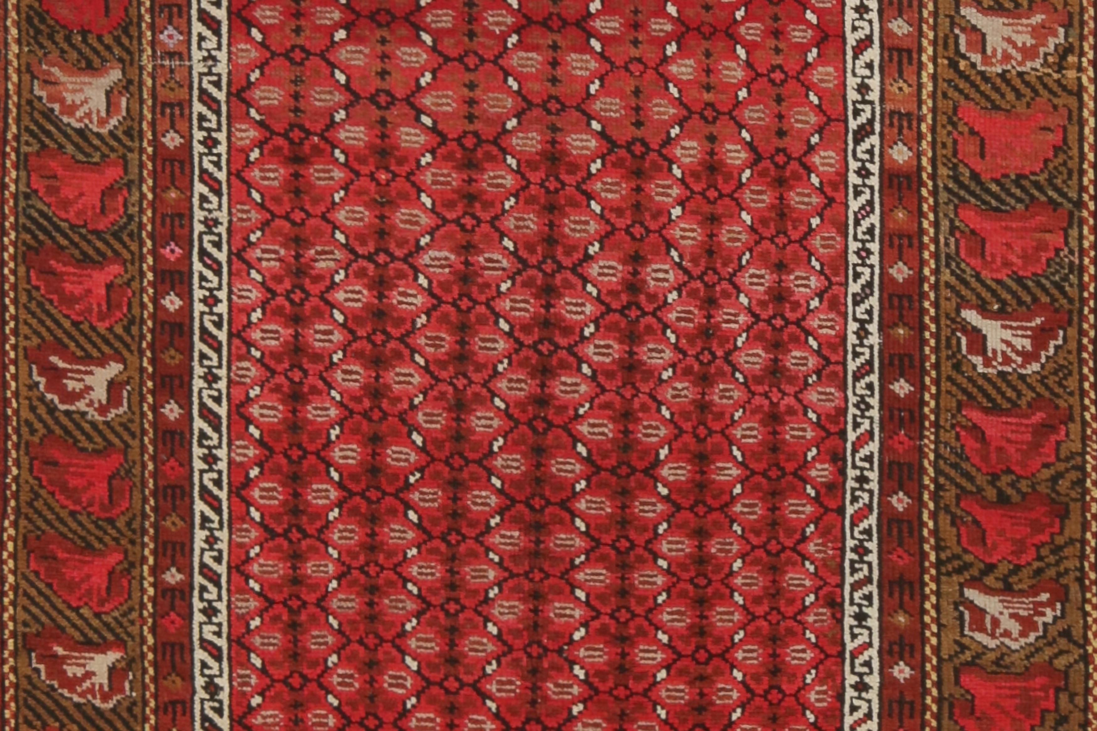 Antiker Karabagh Wollteppich mit roten und braunen Blumen (Türkisch) im Angebot