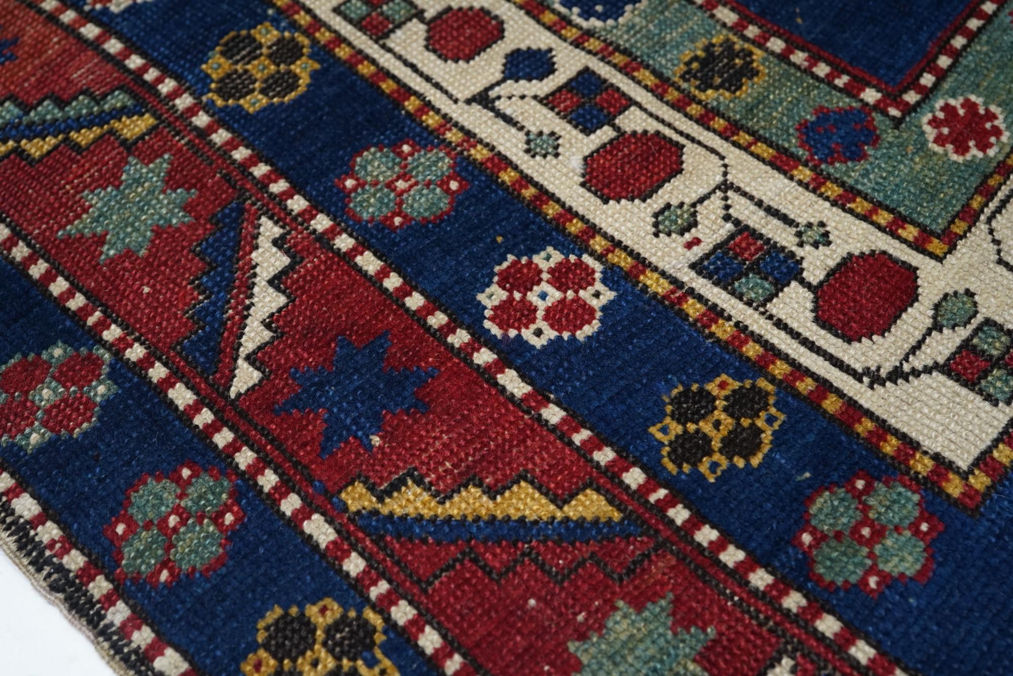 Late 19th Century Antique Karabagh Kazak Rug For Sale