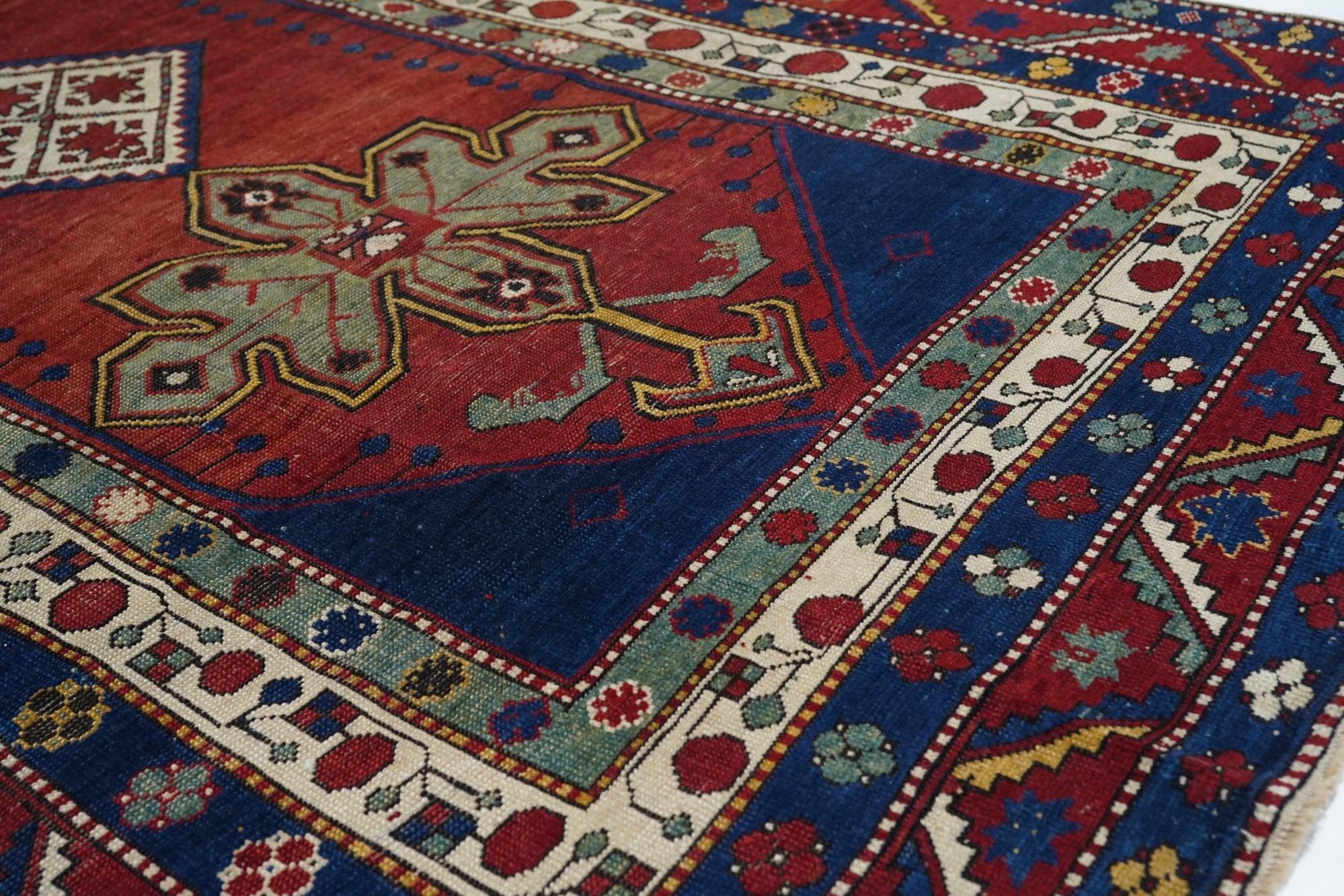 Wool Antique Karabagh Kazak Rug For Sale
