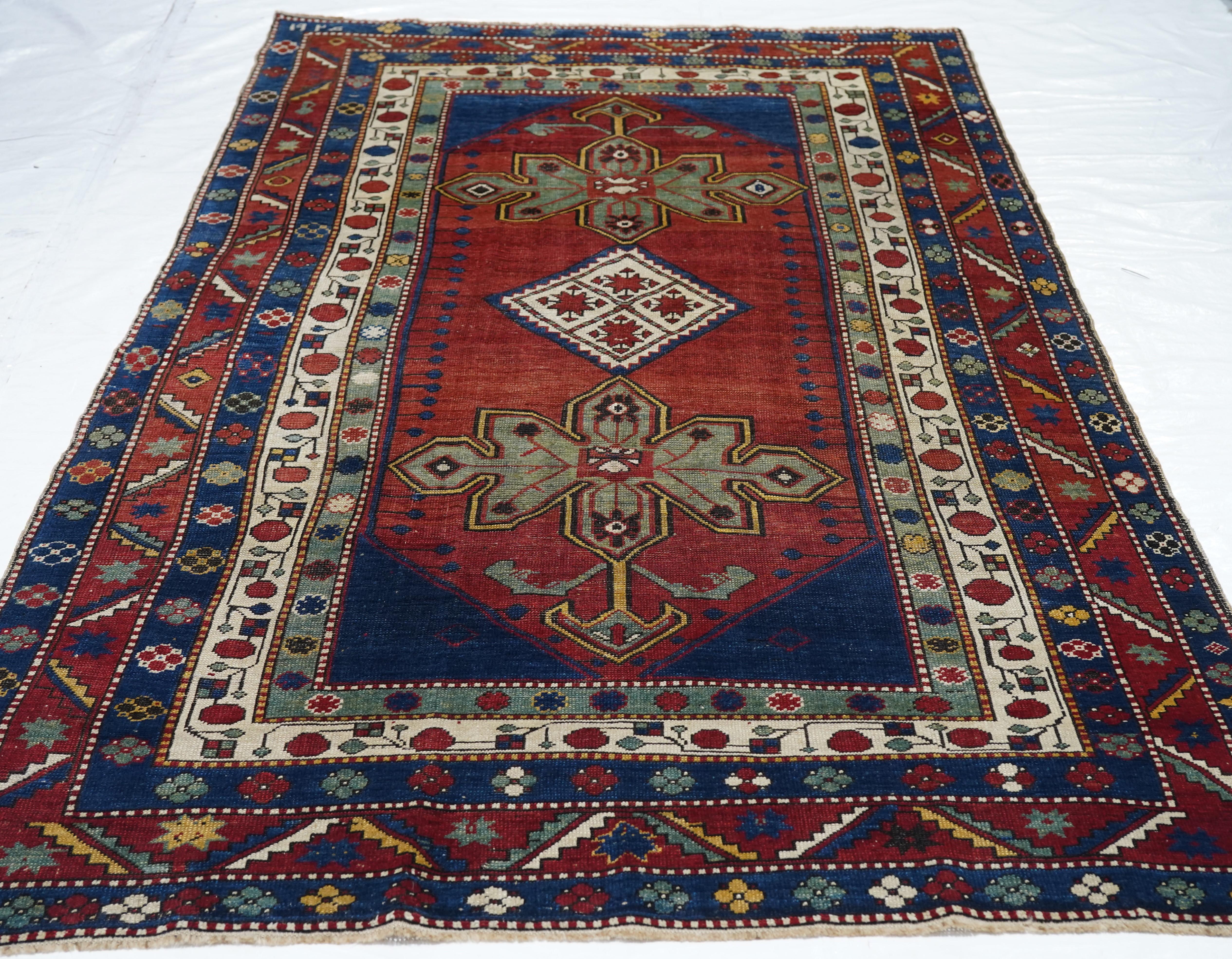 Antique Karabagh Kazak Rug For Sale 2