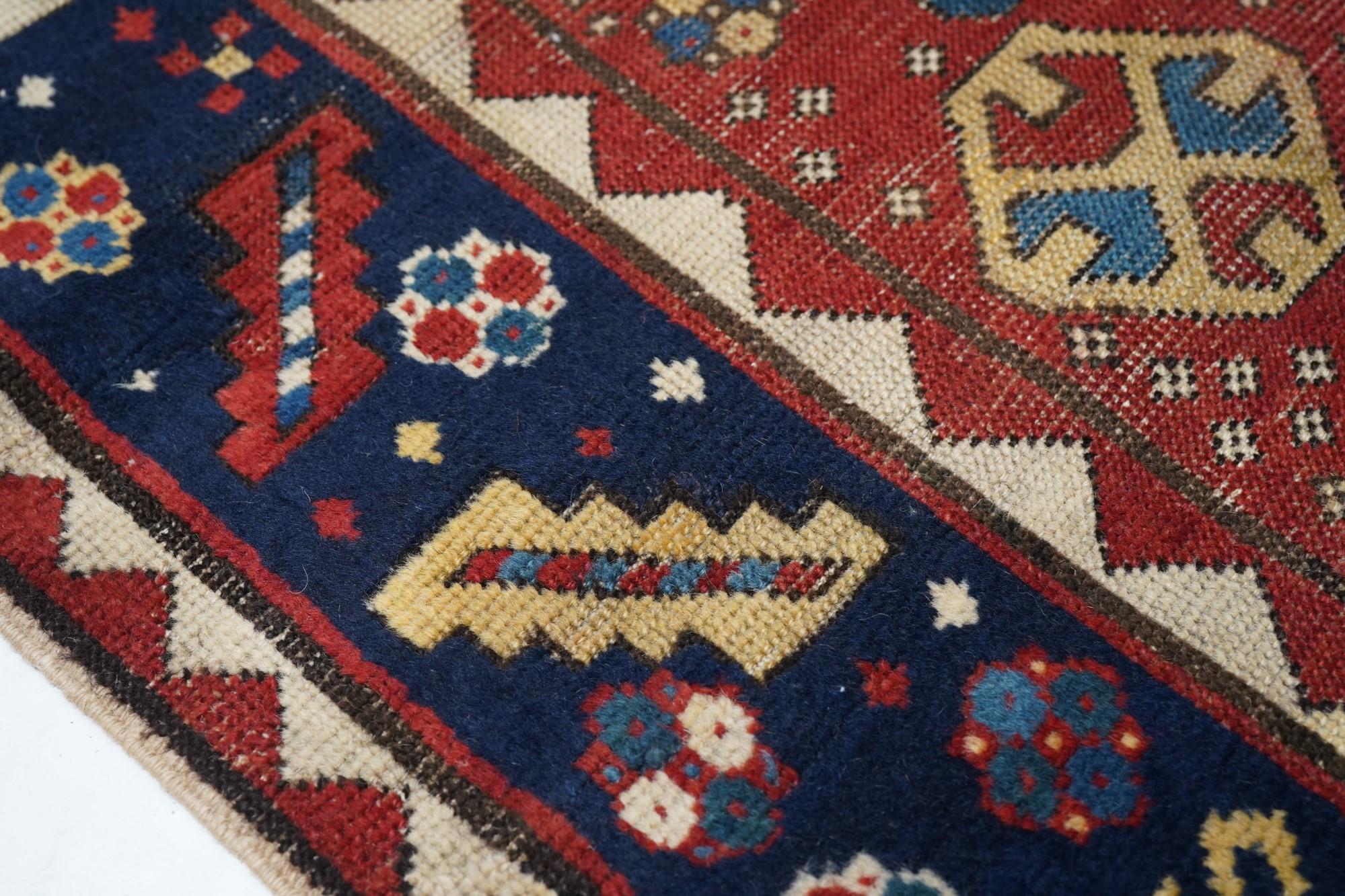 Late 19th Century Antique Karabagh Kazak Rug For Sale