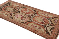 Vintage Karabagh Runner Rug in Brown with Floral Medallions  Rug & Kilim