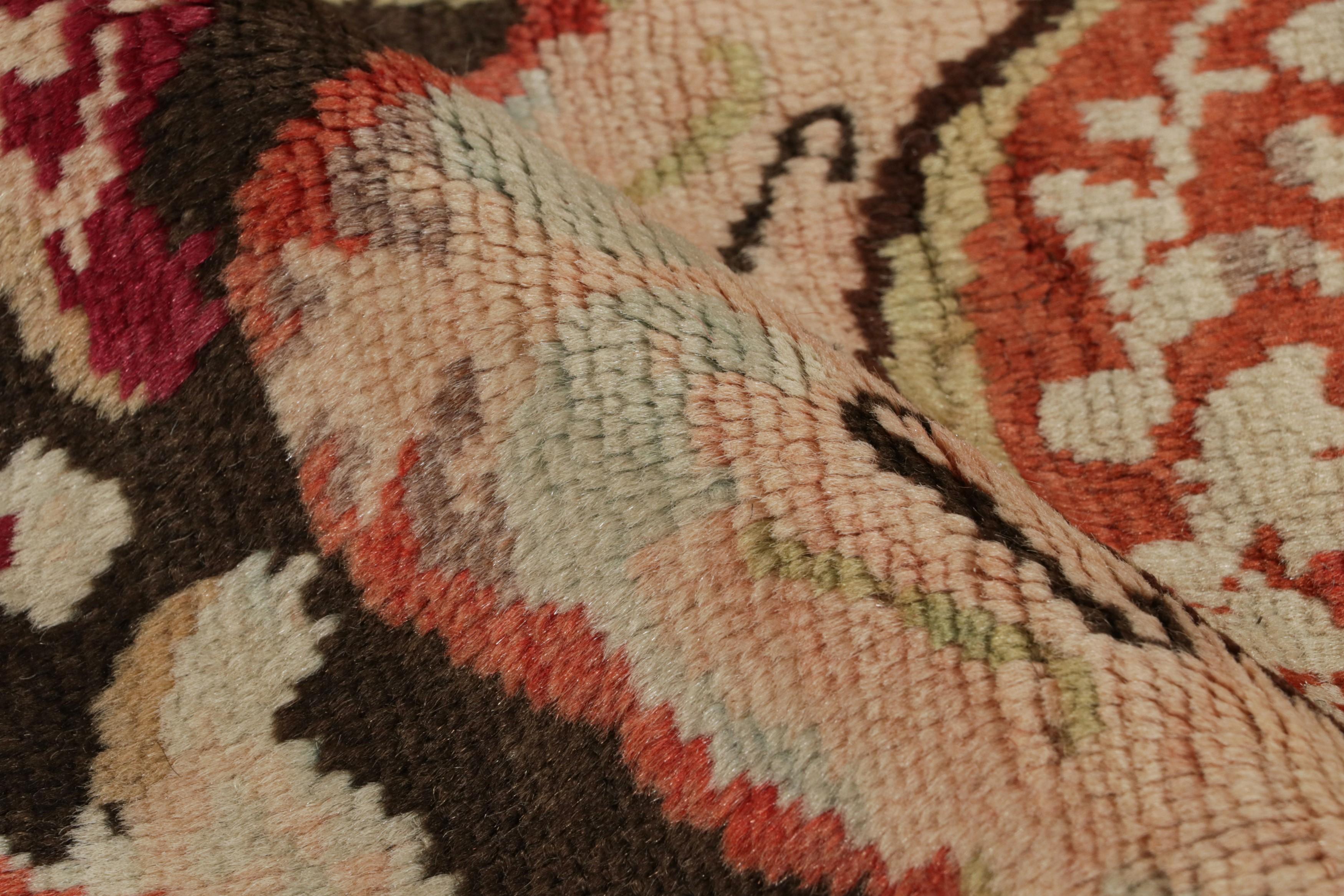 Alfombra Vintage Karabagh Marrón con Medallones Florales  Rug & Kilim mediados del siglo XX en venta