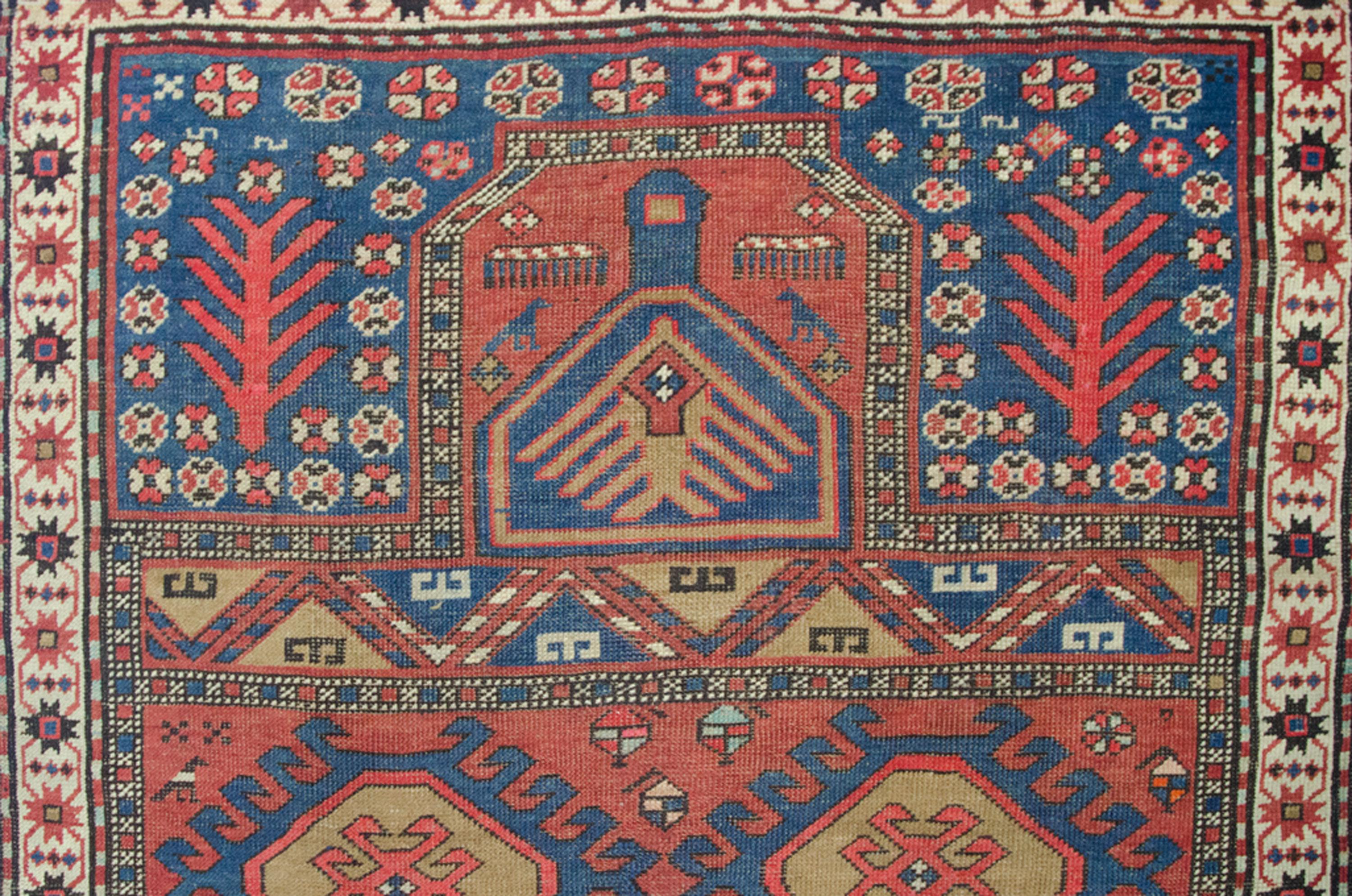 Antiker Karabagh-Teppich 127x105cm im Zustand „Gut“ im Angebot in Henley-on-Thames, Oxfordshire
