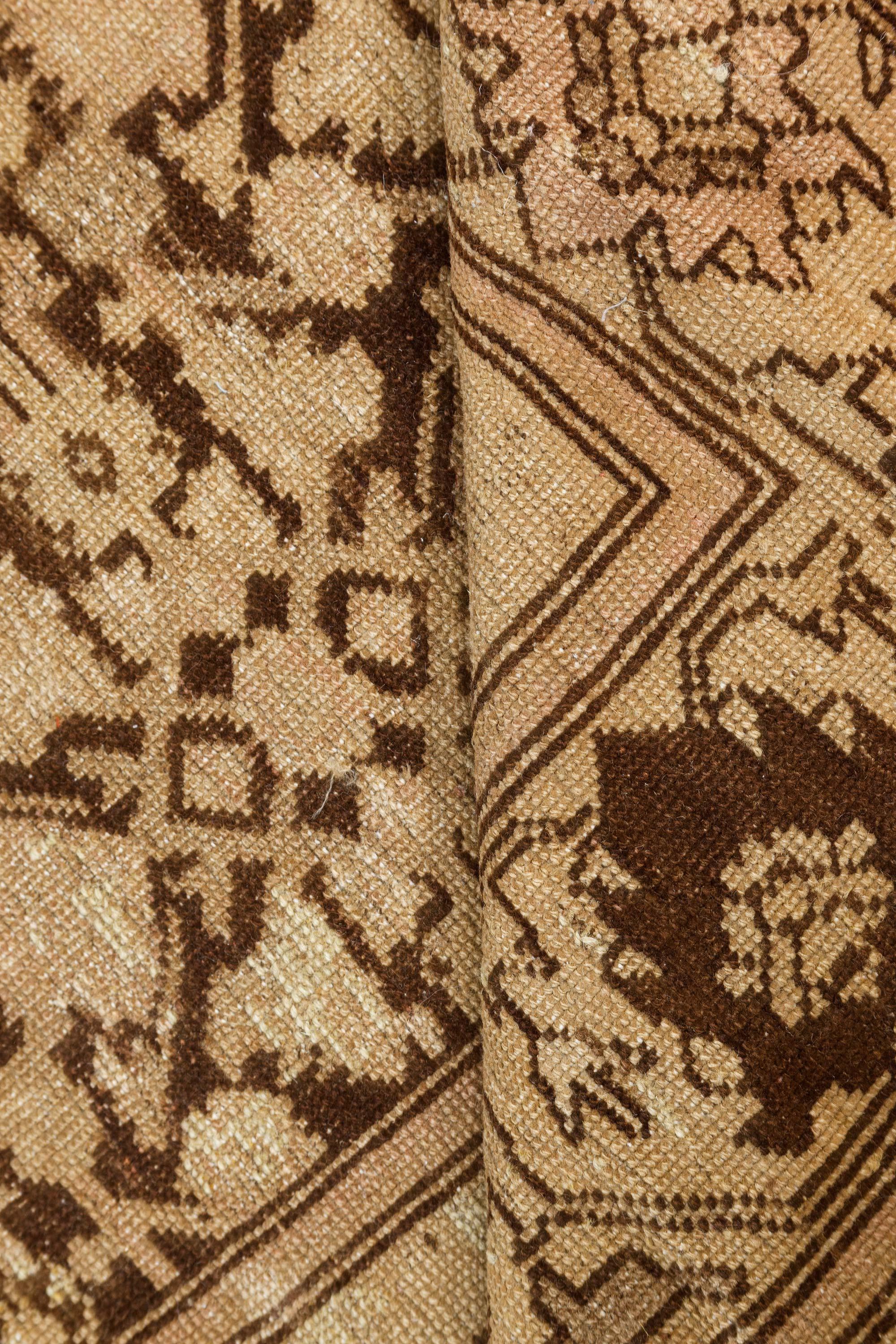 Antique Karabagh Botanic Brown, Beige Handmade Wool Rug
Size: 6'8