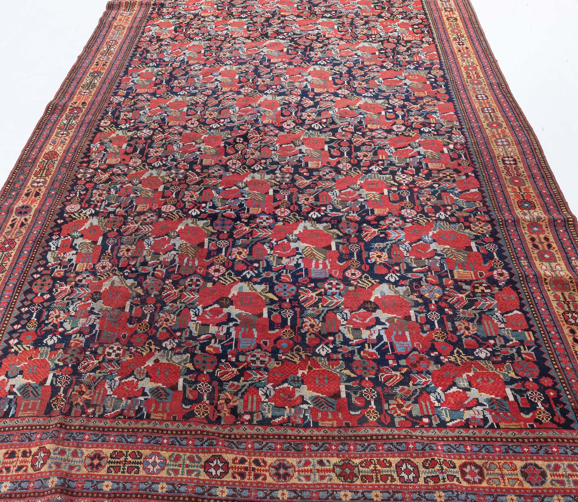 Hand-Knotted Antique Karabagh Rug For Sale