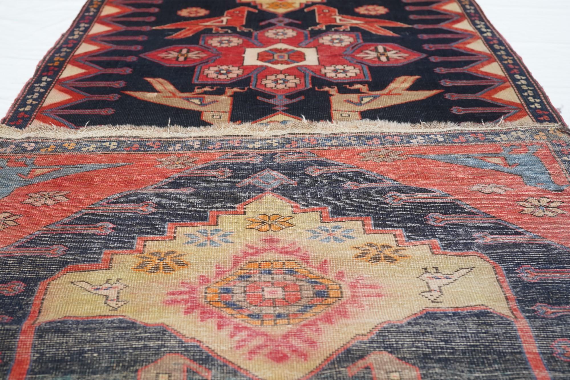 Antique Karabagh Runner 3'2'' x 12'2'' For Sale 3