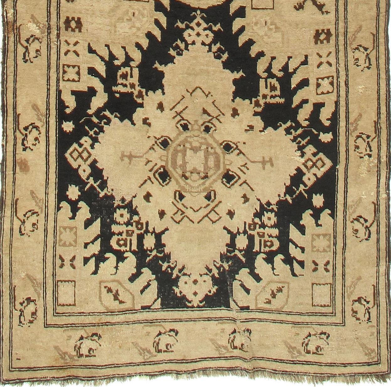 Antique Karabagh runner. Size: 3'7 x 18'9.  Across the Aras river from Karajeh is the Armenian Caucasian rug area of Karabagh (Black Garden) which wove scatters, runners and gallery rugs from the 17th century onwards, often with cochineal reds and