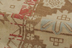 Antique Karabagh Runner in Beige and Cream Geometric Medallion - Rug and Kilim
