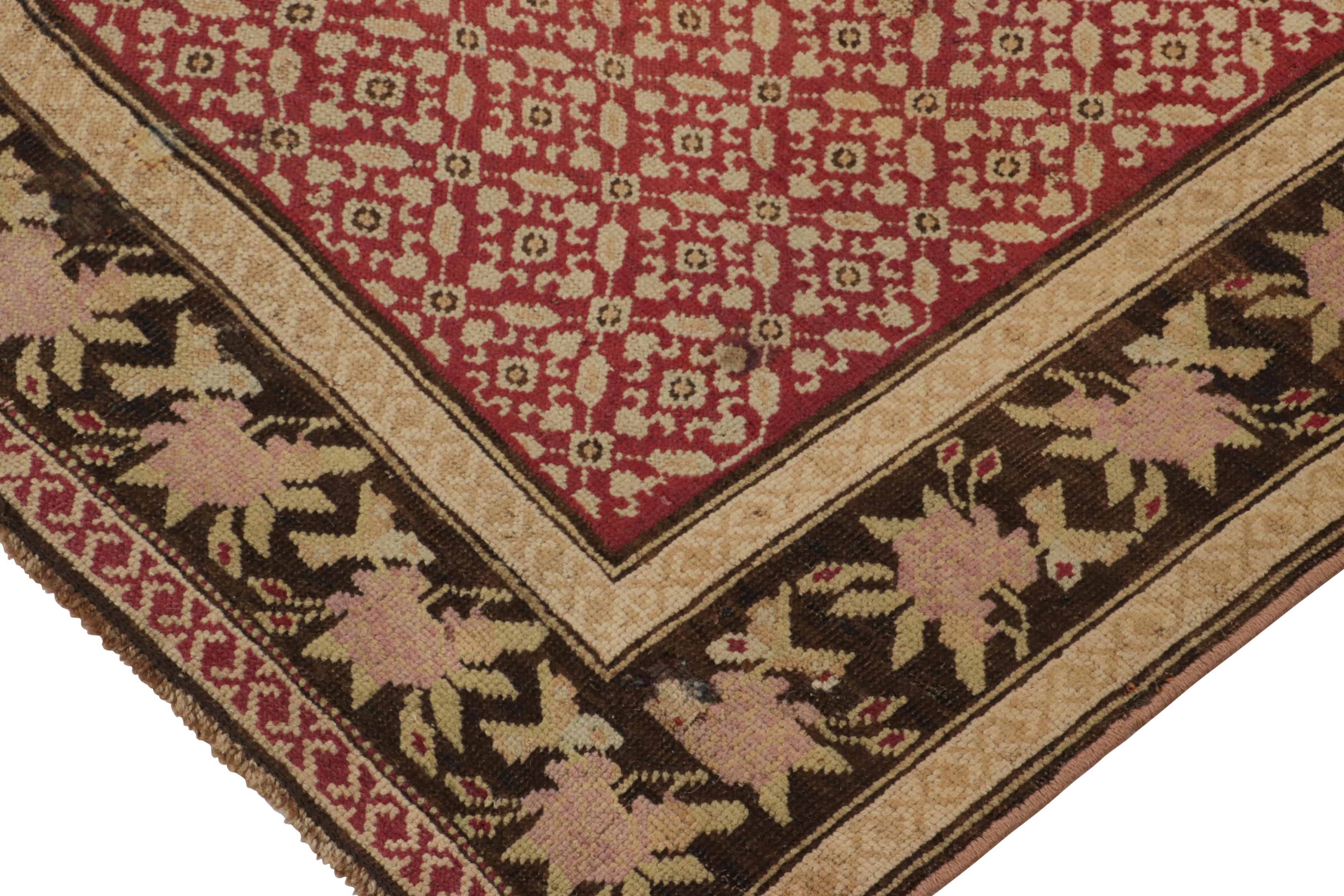 Antique Karabagh Rug in Beige and Pink with Floral Patterns - Rug & Kilim In Good Condition For Sale In Long Island City, NY