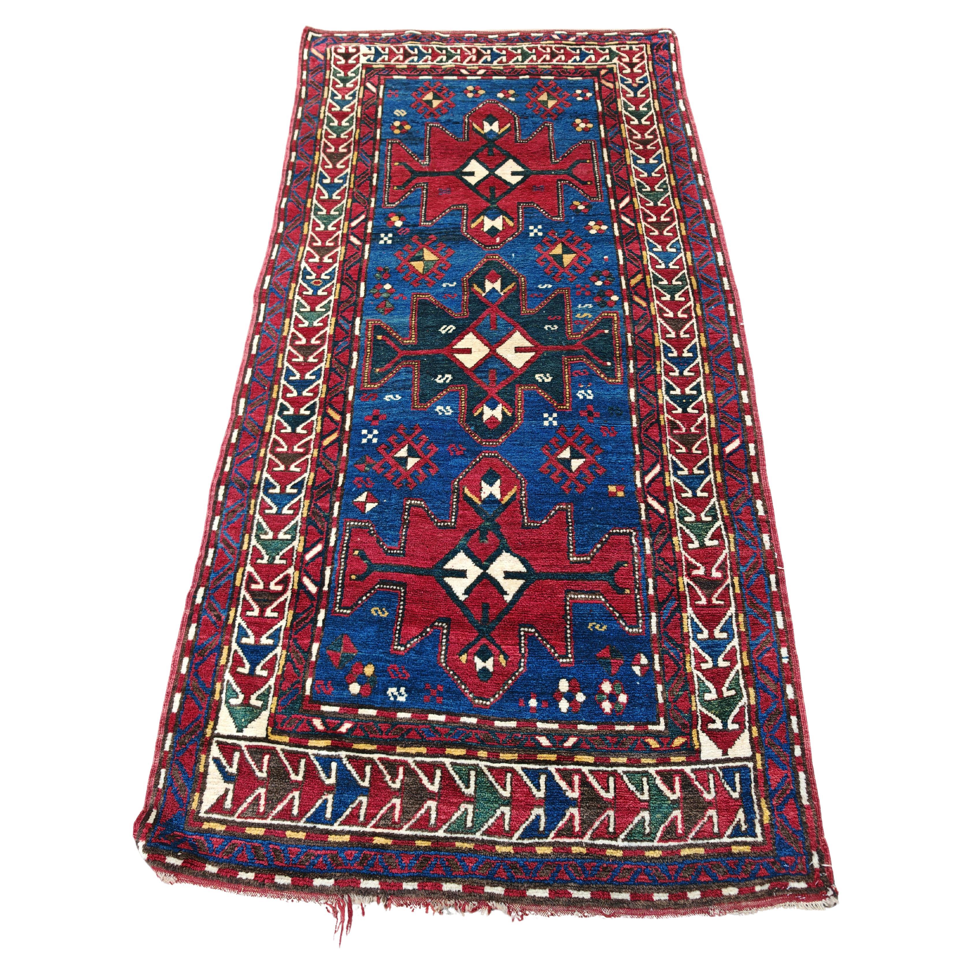 Antique Karabakh Rug, hand-woven in natural dyes wool, Caucasus 19th Century For Sale