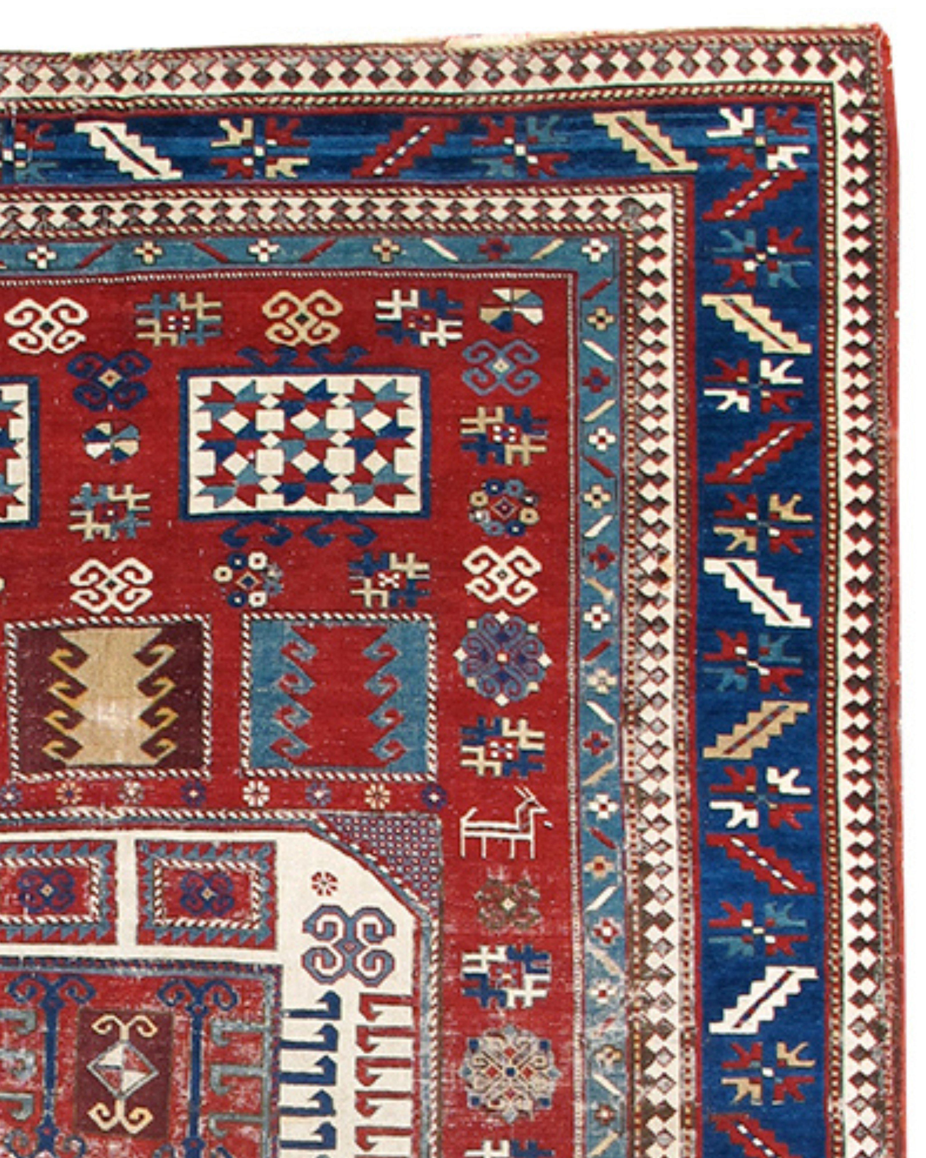 Antique Karachopf Kazak Rug, Late 19th Century

The madder field with a central rectangular medallion within an indigo serrated leaf and rosette border.

Additional Information:
Dimensions: 5'7