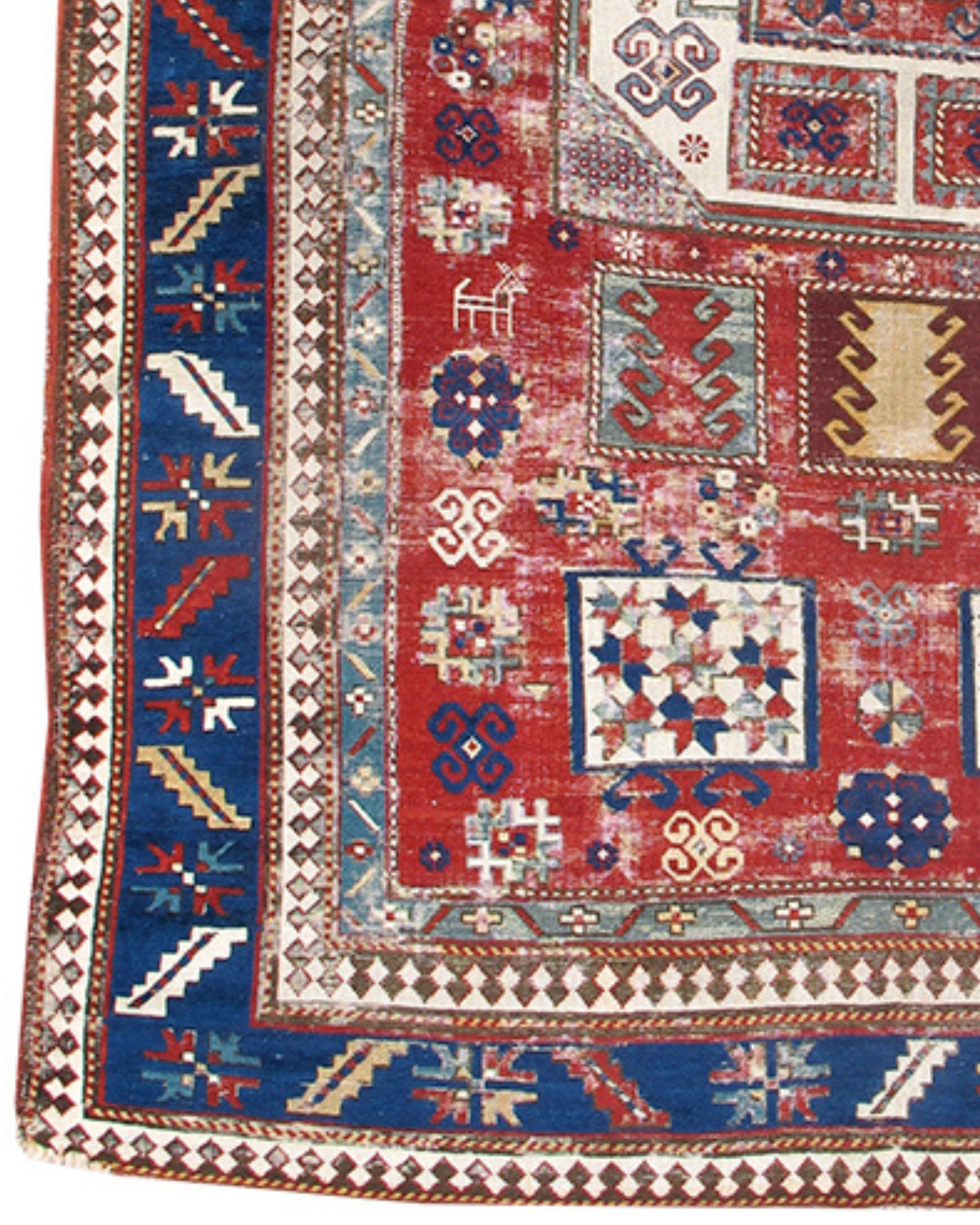 Antiker Kazak-Teppich aus Karachopf, spätes 19. Jahrhundert im Zustand „Gut“ im Angebot in San Francisco, CA