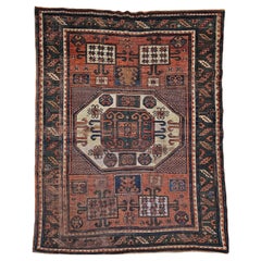 Antique Karachov Kazak Area Rug, Wool, Hand-Knotted, Caucasus, 1800s, 5' x 7'