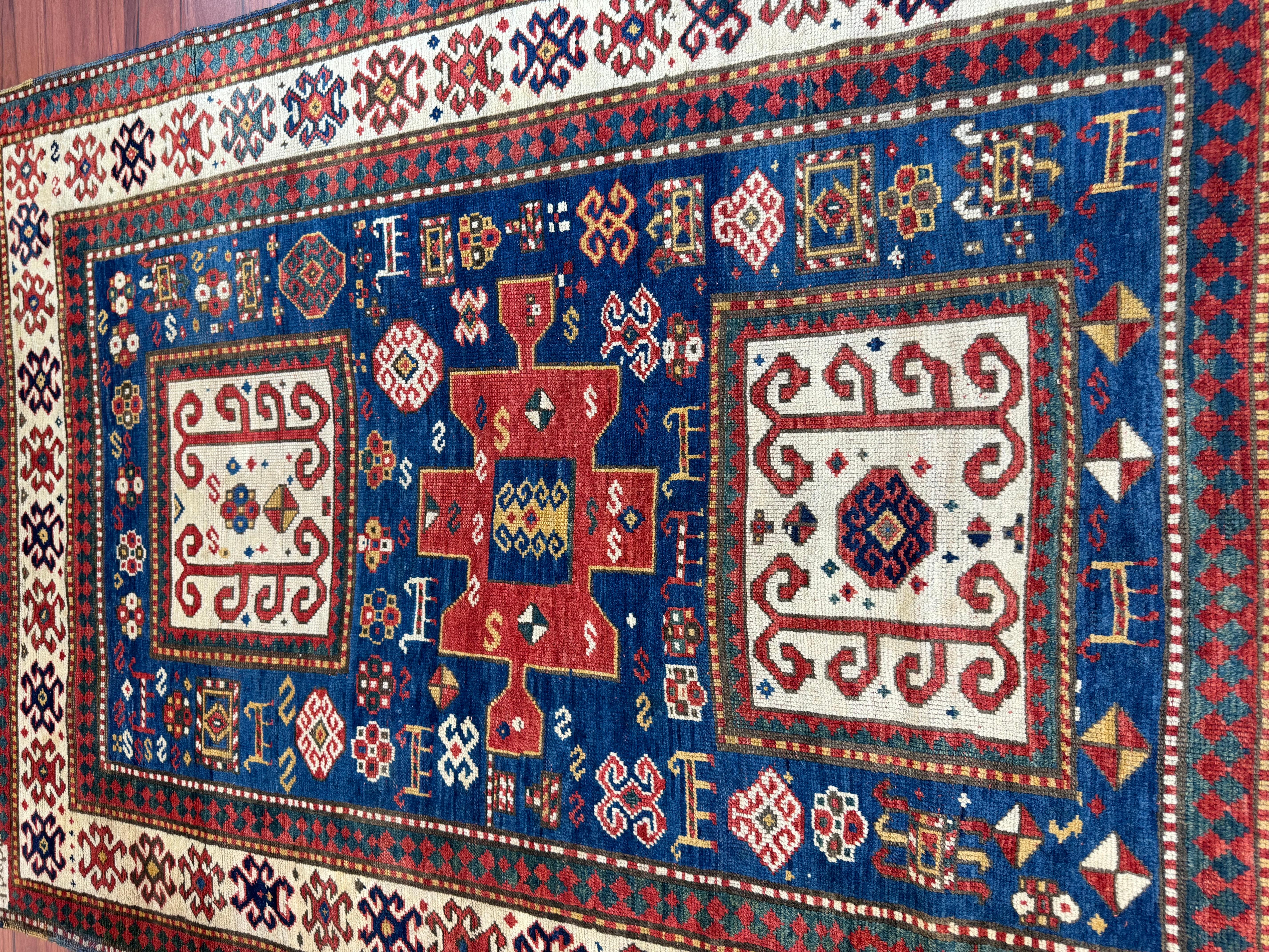 Russian Antique Karachov Kazak Rug  For Sale