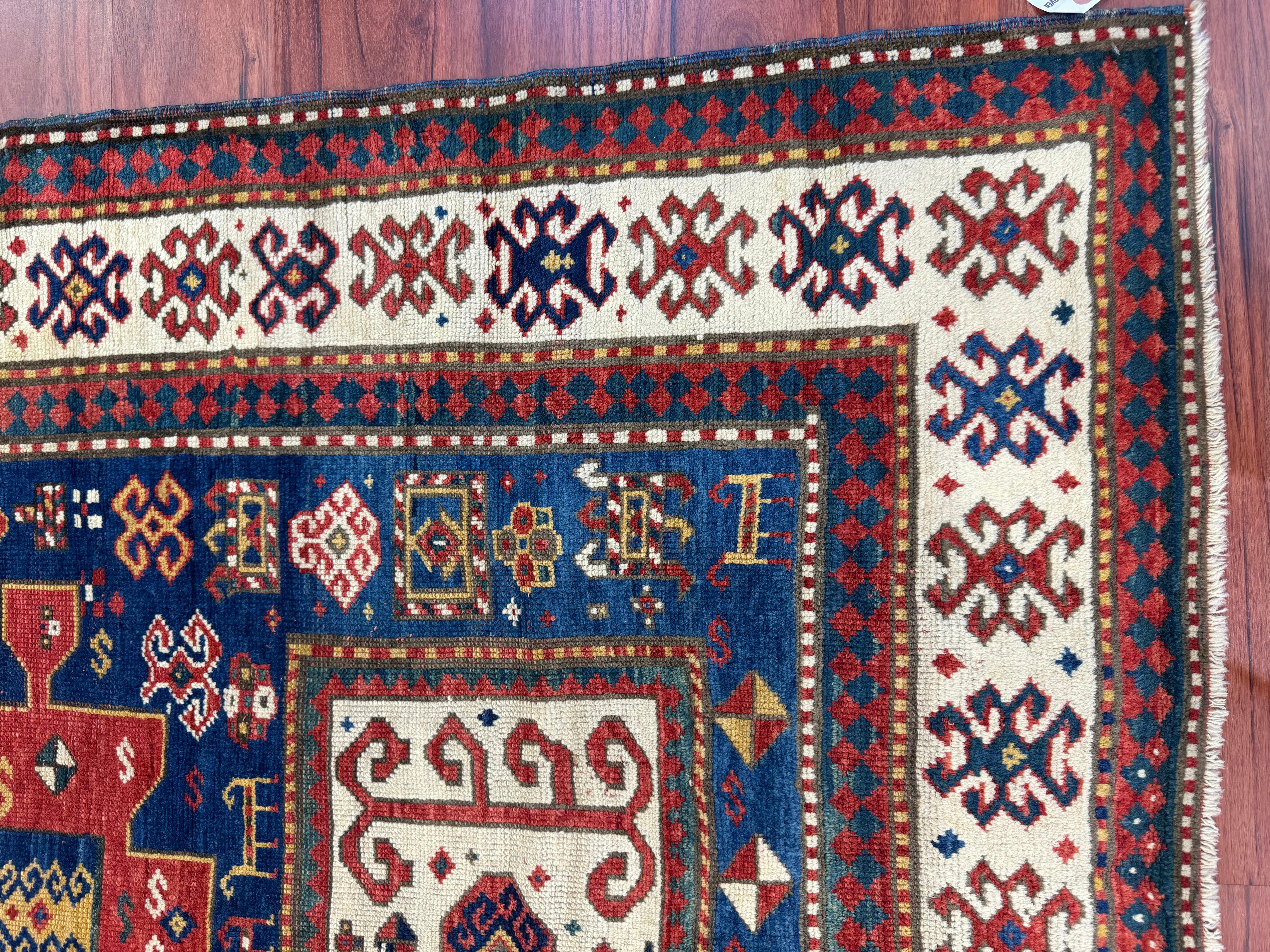 Hand-Woven Antique Karachov Kazak Rug  For Sale