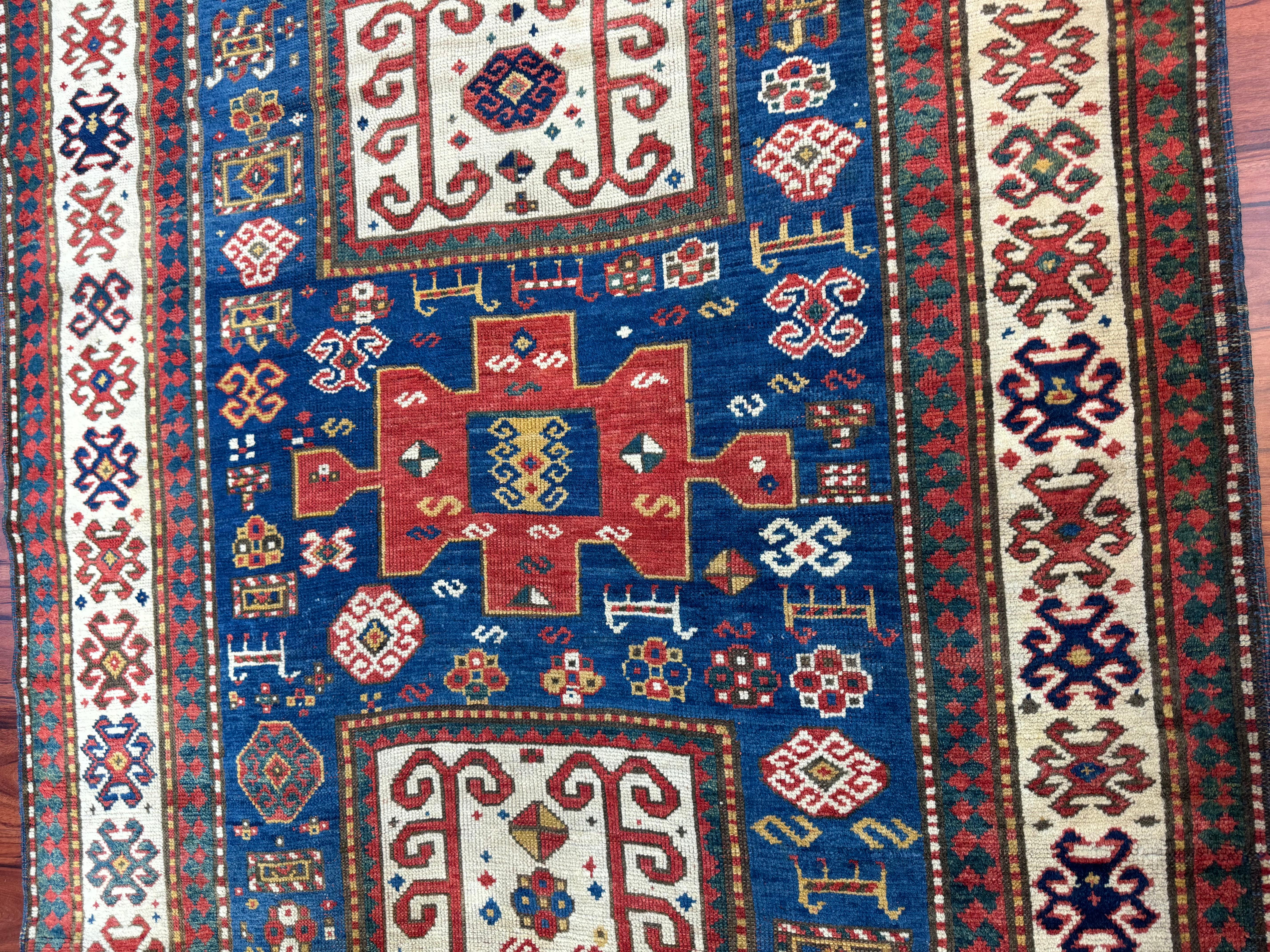 19th Century Antique Karachov Kazak Rug  For Sale