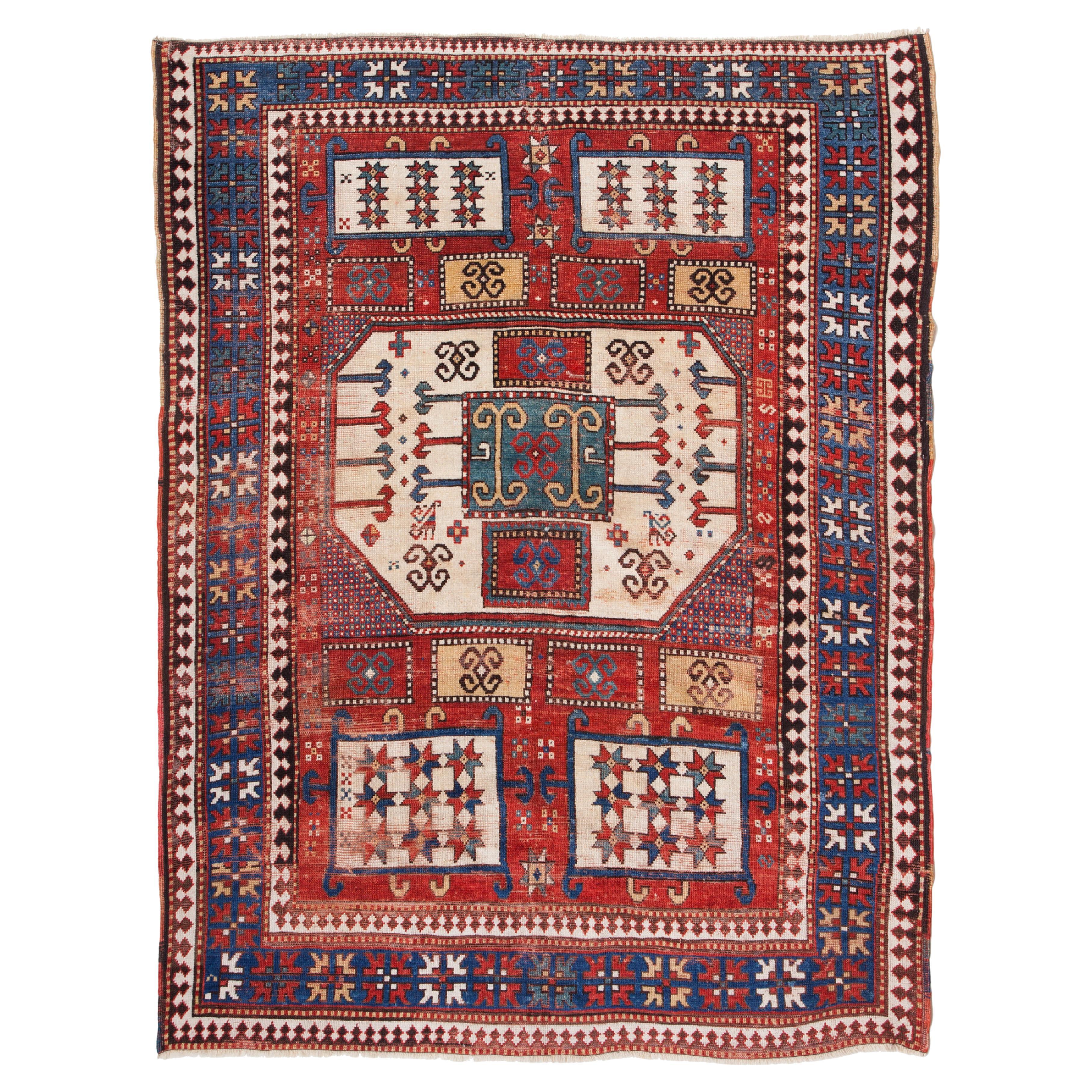 Antico Tappeto Karachov Kazak Karachoph Sud-Ovest Caucaso Fine XIX secolo