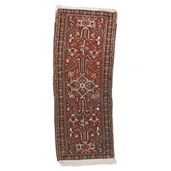 Antique Karaja Persian Oriental Wool Rug Runner with Floral Pattern C1930