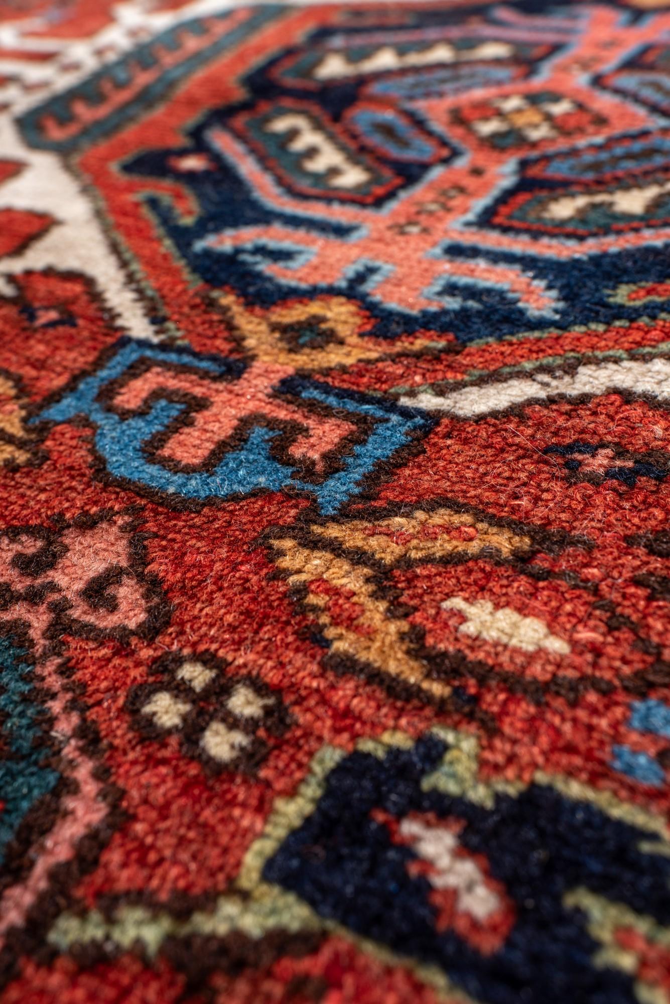 Antique Karaje Rug with Triple Medallion Design In Good Condition For Sale In New York, NY