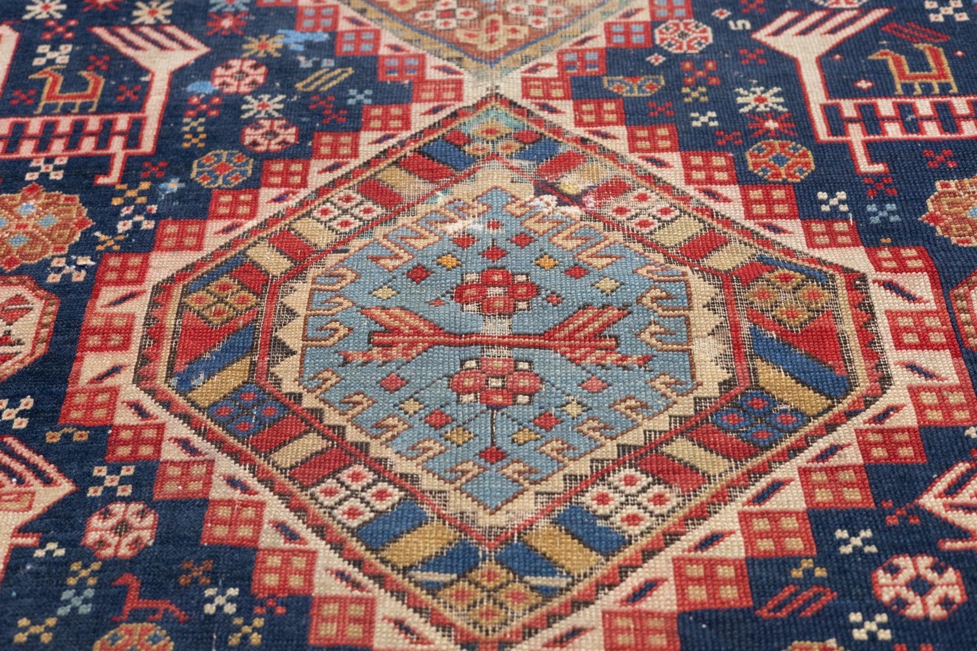 Caucasian Antique Karakashli Rug 3'9'' x 5'10'' For Sale