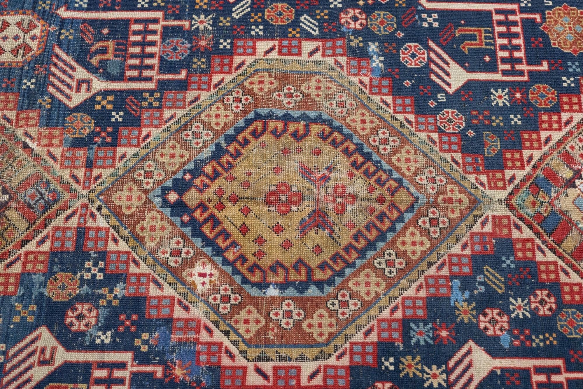 Hand-Knotted Antique Karakashli Rug 3'9'' x 5'10'' For Sale