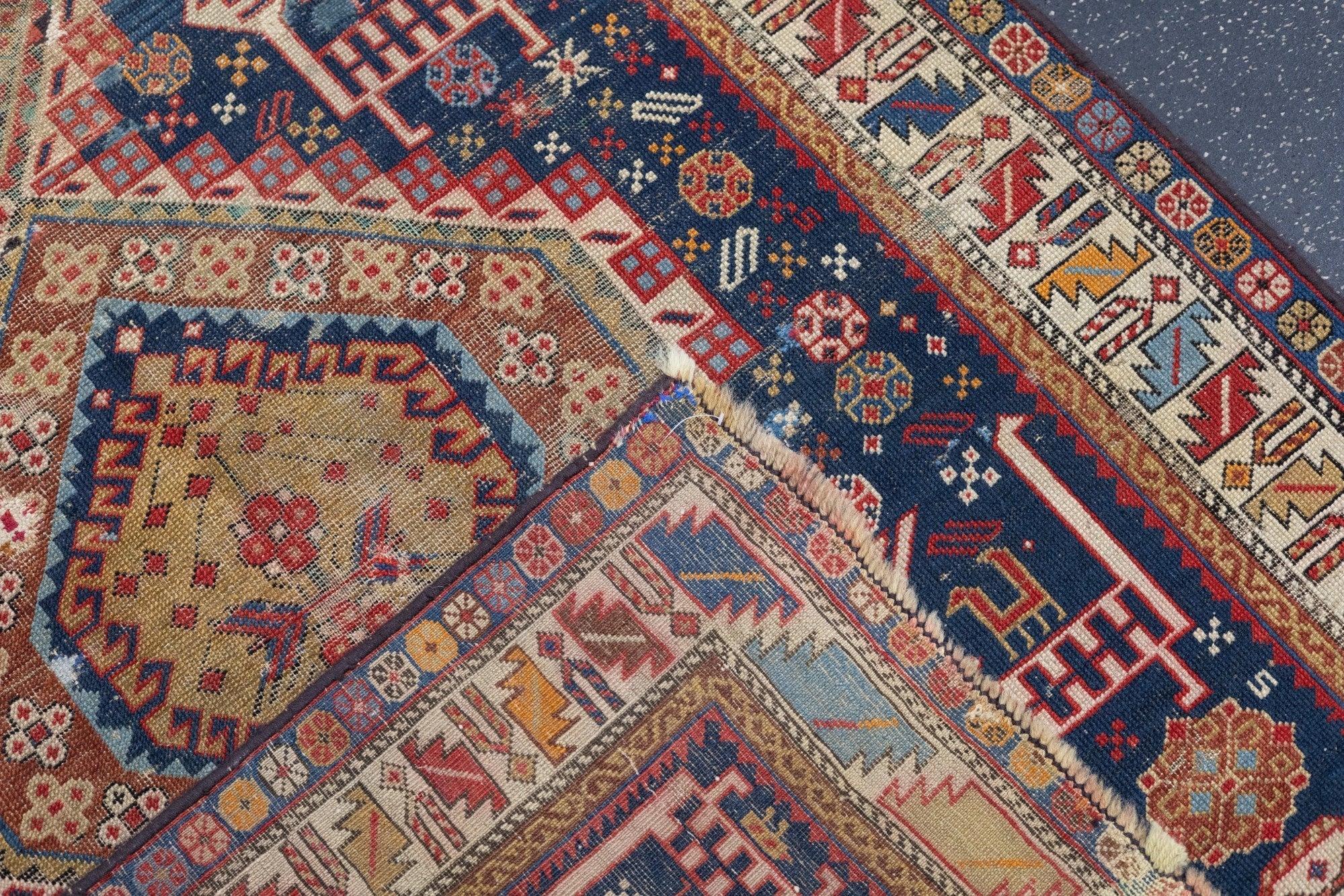 19th Century Antique Karakashli Rug 3'9'' x 5'10'' For Sale