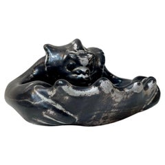 Antique Karl Hansen Reistrup Demon Dish in Ash Glaze for Herman A. Kähler, 1890s