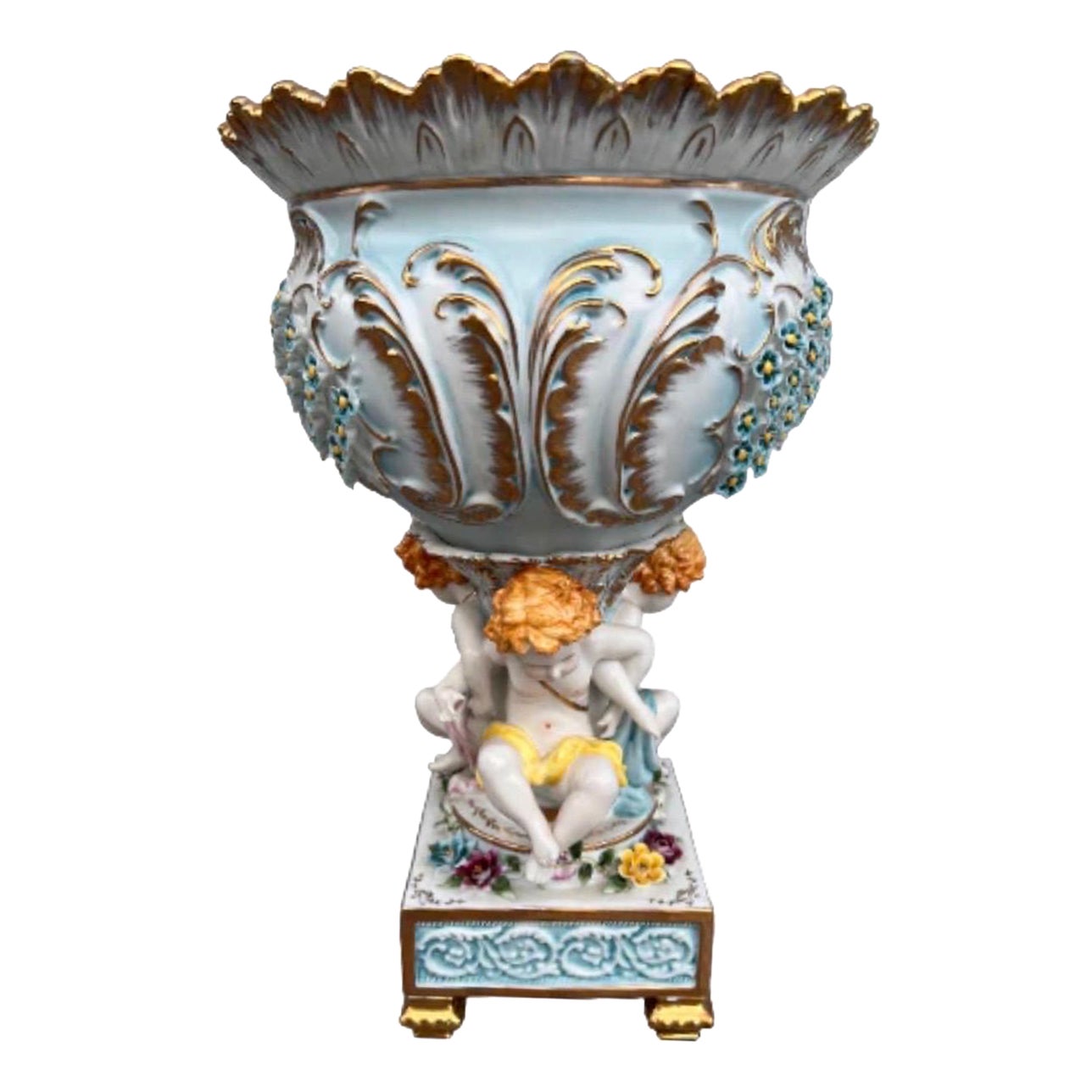 Antique Karl Richard Klemm Style Porcelain Centerpiece Vase