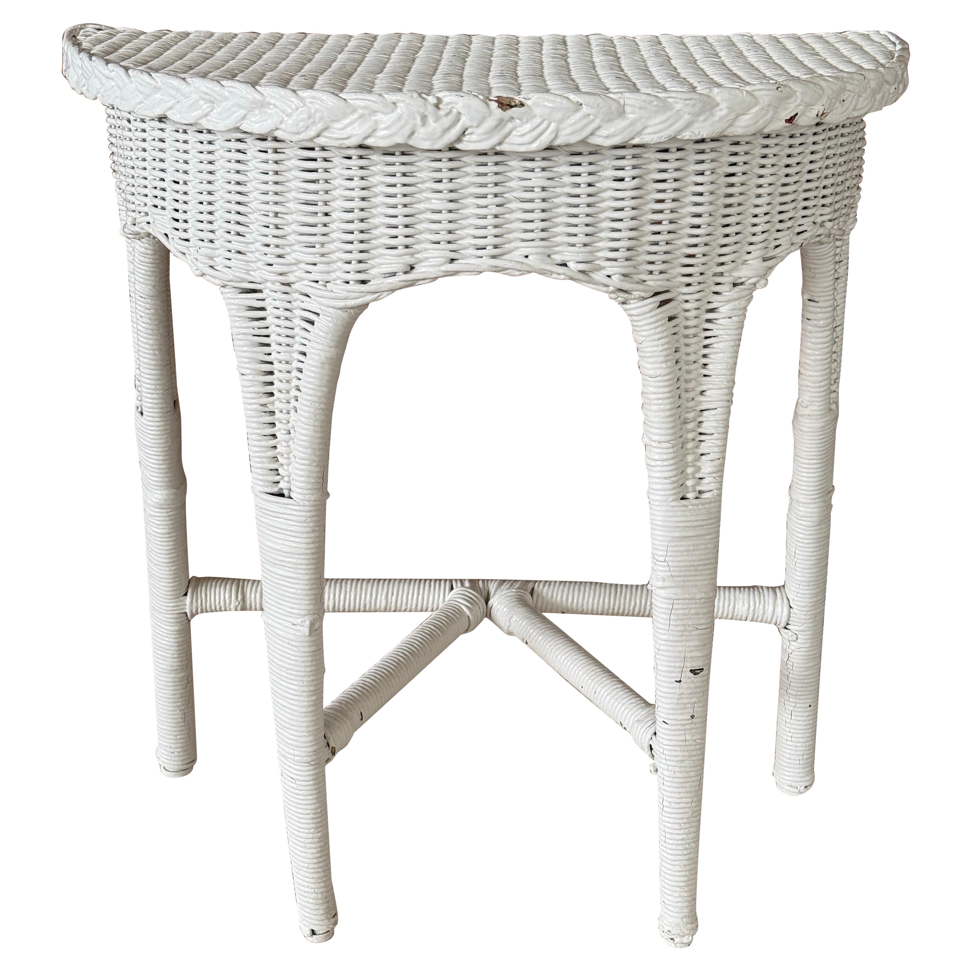 Tavolo Demi Lune antico in vimini di Karpen in fibra di giunco in vendita