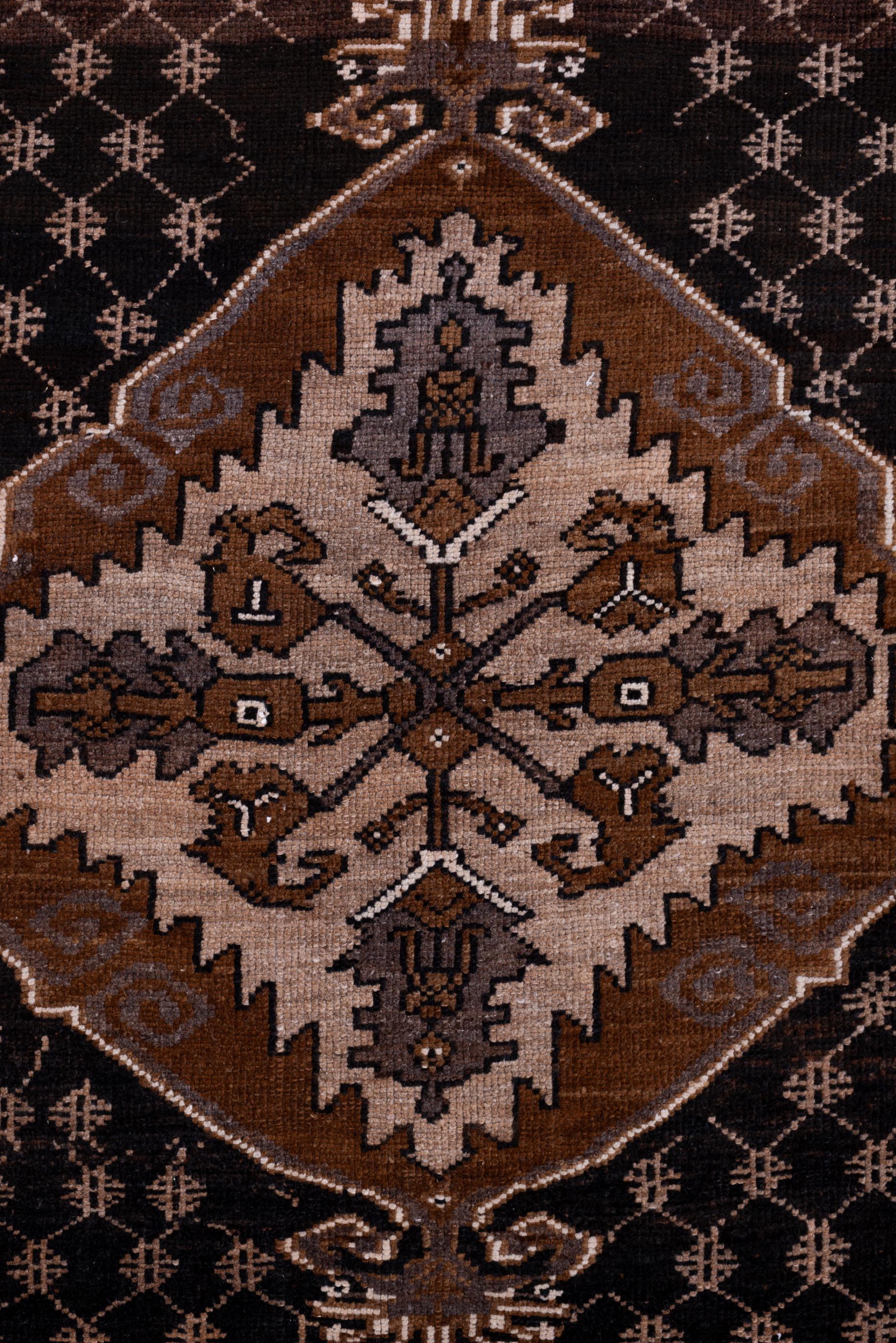 Hand-Knotted Antique Kars Rug with Dark Blue Field and Center Medallion 