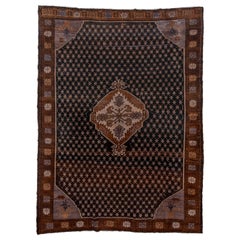 Antique Kars Rug with Dark Blue Field and Center Medallion