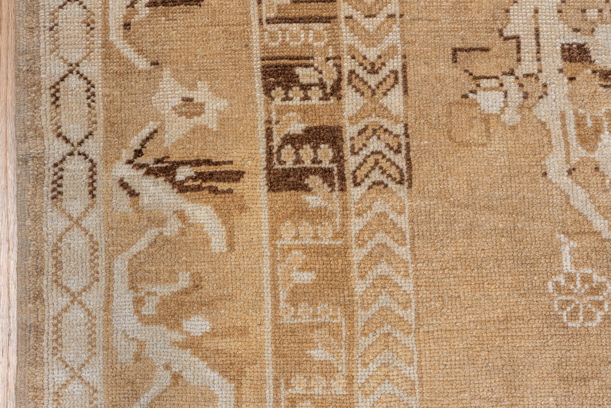 Antique Kars Rug with Detailed Borders in Earthy Tones In Excellent Condition For Sale In New York, NY