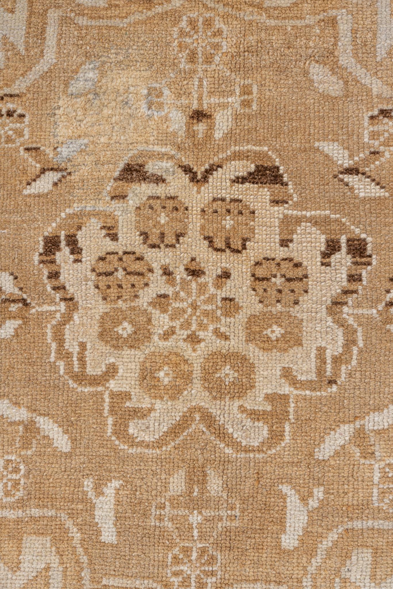 Wool Antique Kars Rug with Detailed Borders in Earthy Tones For Sale