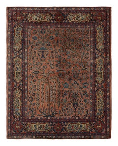 Tapis persan Kashan ancien avec motifs picturaux et floraux, de Rug & Kilim 