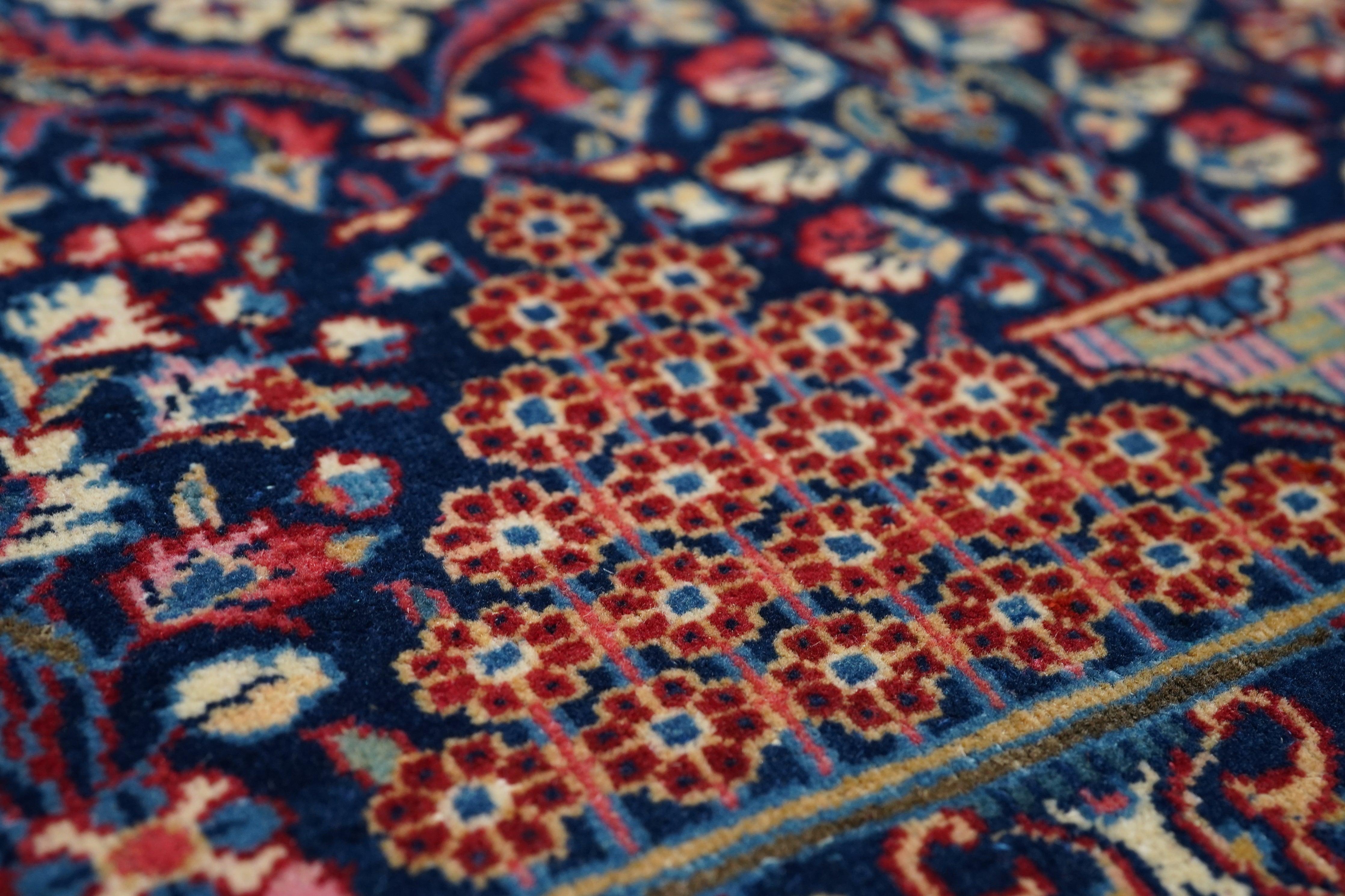Début du 20ème siècle Tapis Kashan Dabir ancien de 4'4'' x 6'8'' en vente