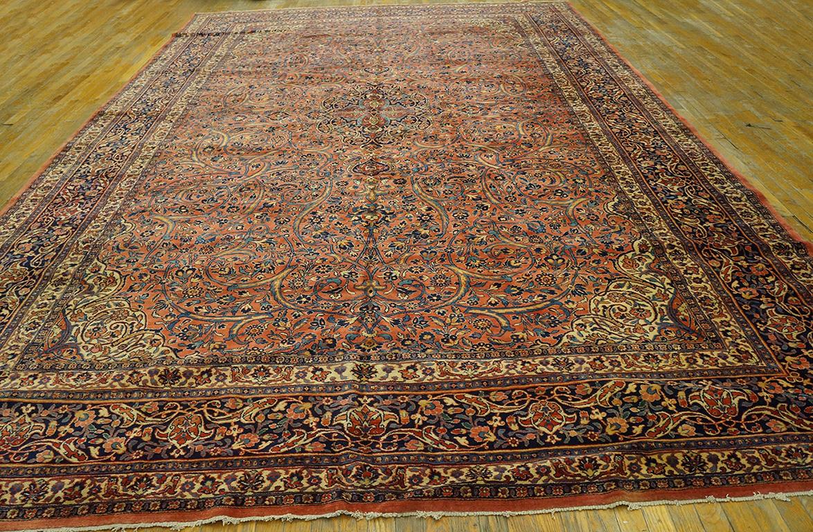 Wool Antique Kashan, Dabir Rug 9' 11