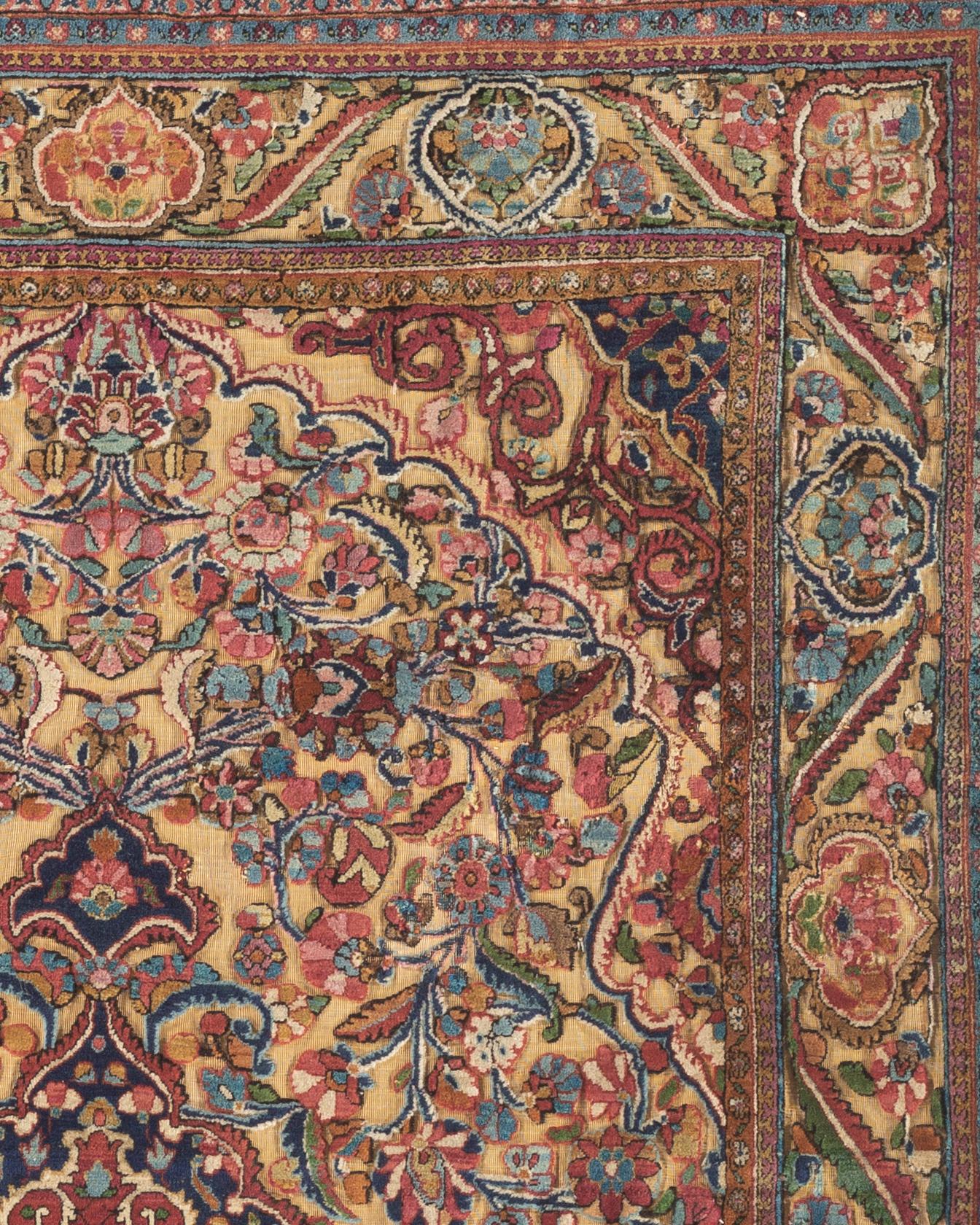 Antique Kashan Embossed Rug, circa 1900 In Good Condition For Sale In Secaucus, NJ