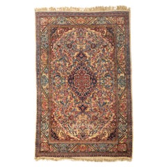 Antique Kashan Embossed Rug, circa 1900